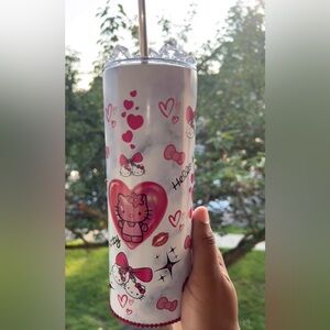 Glow in the dark hello kitty tumbler with ice topper